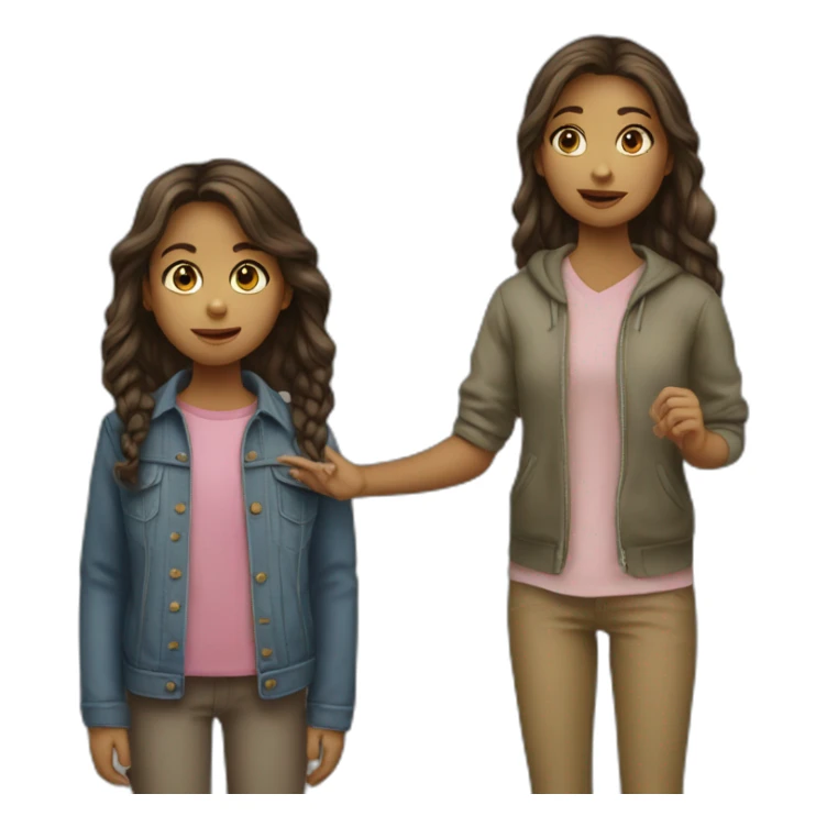 a children girl stand up other person sticker