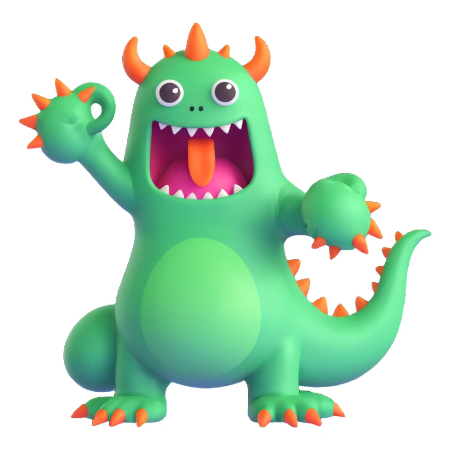 The number 1 as a fantasy monster sticker