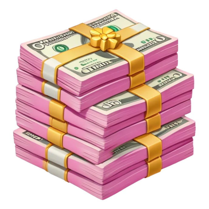 pink stack of cash sticker