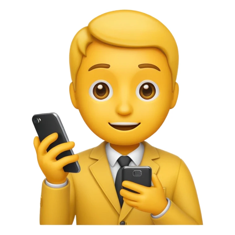 classic yellow emoji holding a smartphone with social media notifications, representing digital marketers sticker