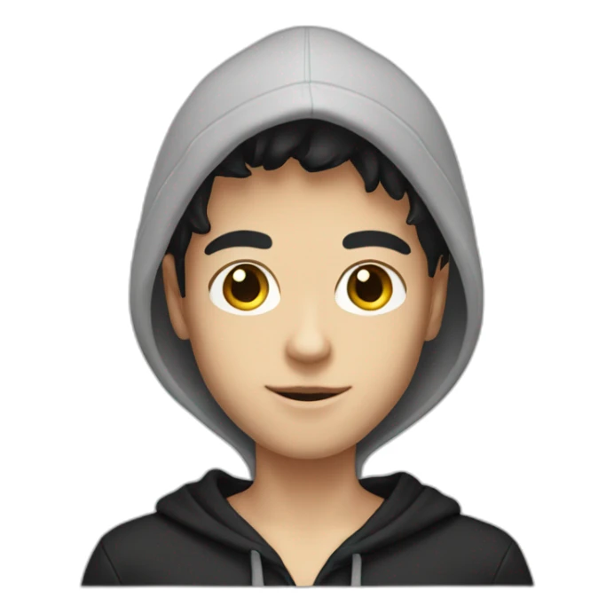 White boy model with black hair and black hoodie sticker
