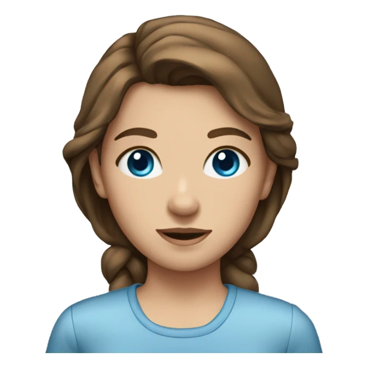 Girl with brown hair and blue eyes in a shirt sticker