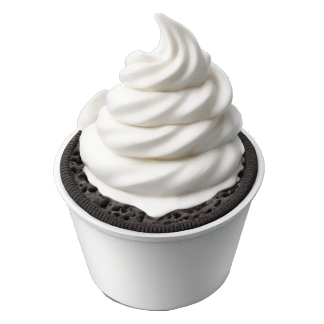 Oreo frozen yogurt swirled in a white cup sticker