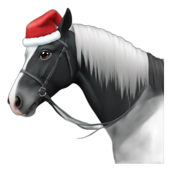 Cheval noir avec un bonnet de Noël  sticker