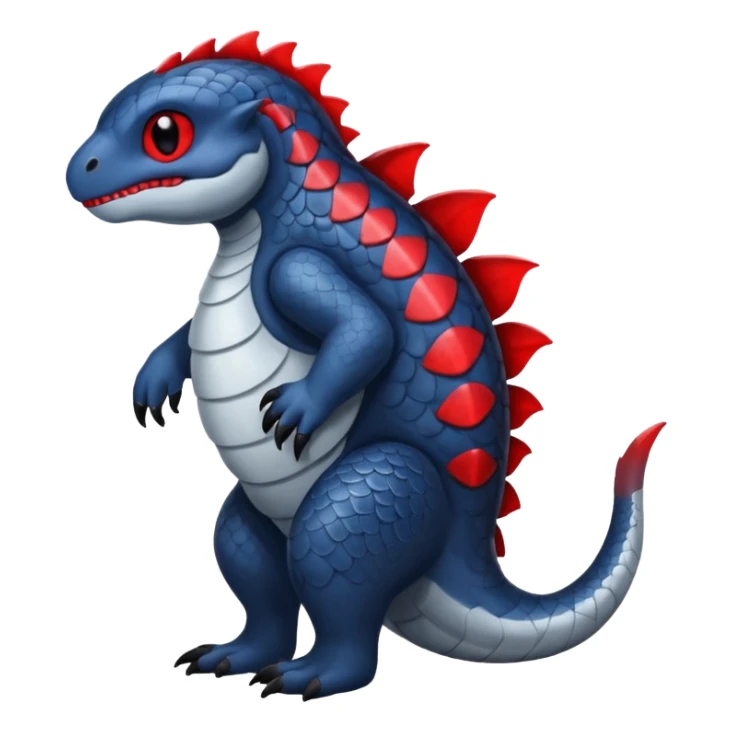 midnight blue-gray-black, with red markings, white belly, scaley Bastet-Liepard-Noibat-Gatomon-Garchomp-Digimon-Fakémon-Pokémon-creature (full body) sticker