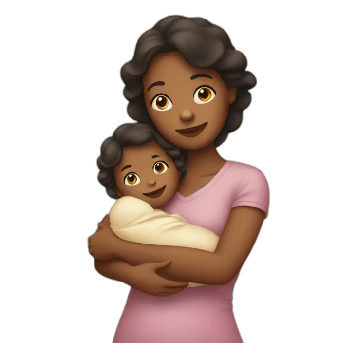 woman holding a baby sticker