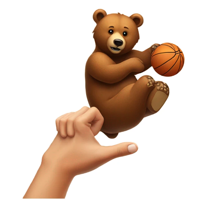 Brown Bear spinning basketball on his index finger  sticker