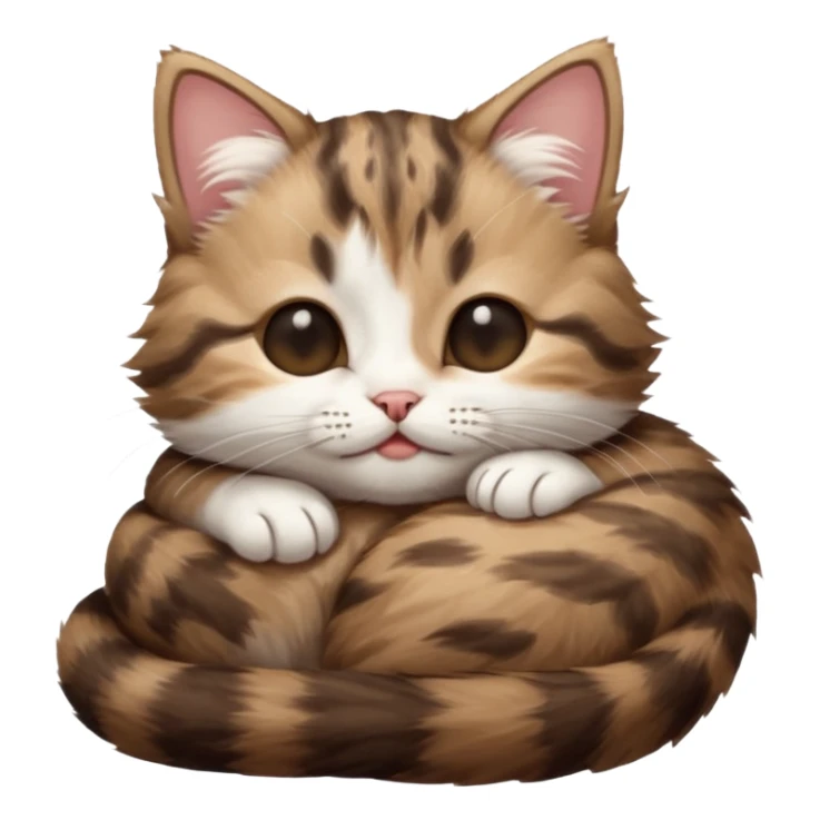 dark brown tabby and white kitten in funny positions with eyes closed sticker