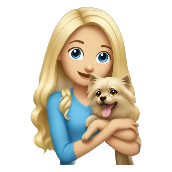 Blonde girl blue eyes holding spitz  sticker