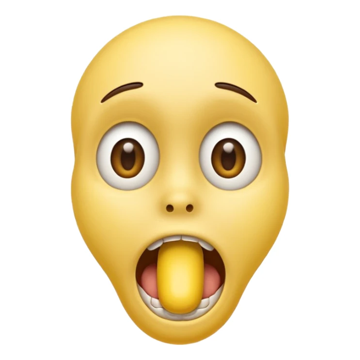 surprised emoji with a yellow bone in its mouth sticker