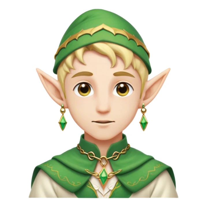 dnd male character with elf earring and cloth sticker