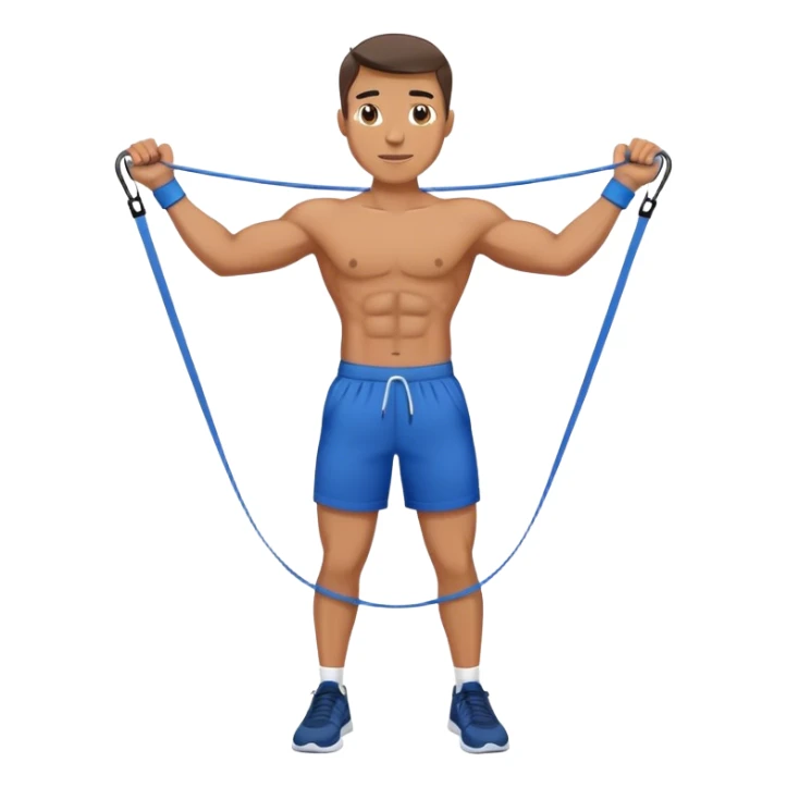 fit man with blue shorts resistance bands exercises sticker