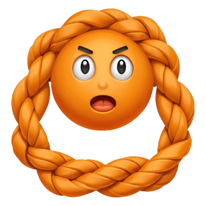 can i have an image of an orange Knotted rope feeling frustrated sticker