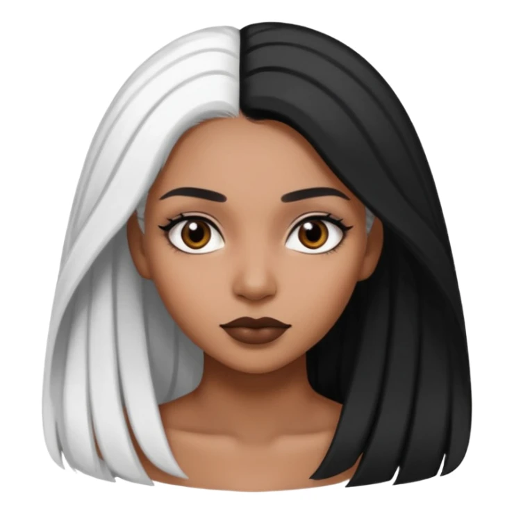 Beautiful black woman with split half black and white hair sticker