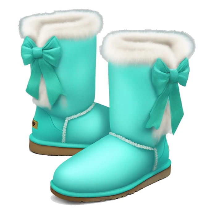 Realistic pair of tiffany blue fur Ugg boots  with ribbon bows. sticker