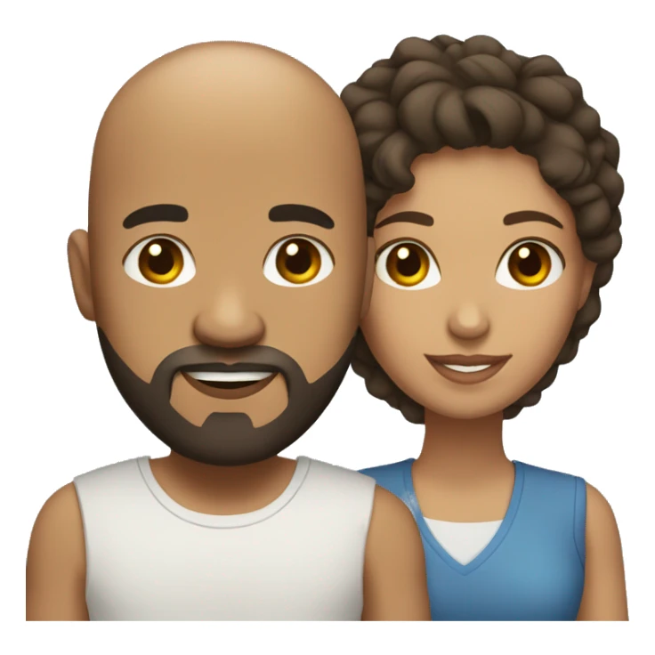mixed race couple man with beard and bald head sticker