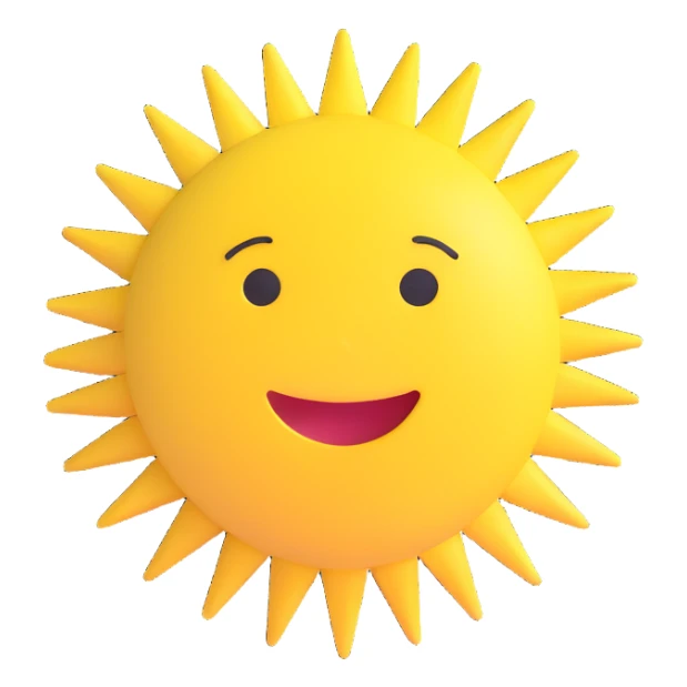 3D style sun, no facial features, no eyes, no mouth, no inner details, just a yellow circle and rays, completely neutral design, suitable for Discord role icon sticker