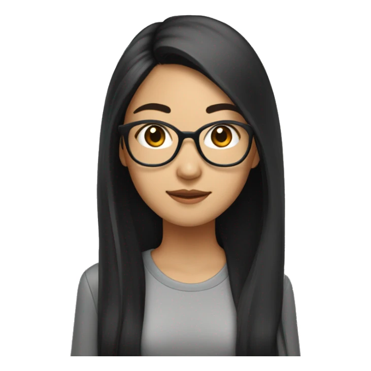 Asian software engineer in her 20s with glasses and long black hair sticker