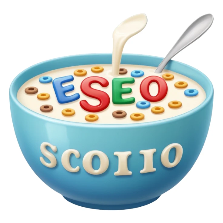 milk with letter cereals inside spelling SEO sticker