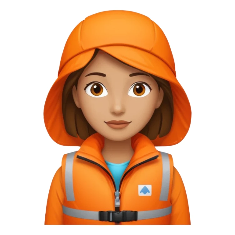 female wearing life jacket sticker