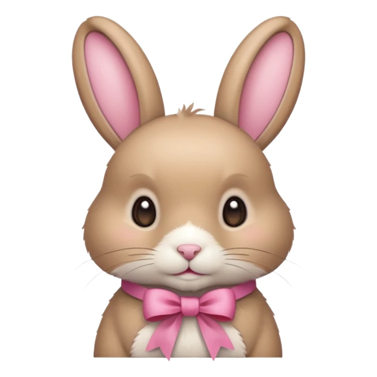 a beige rabbit with a pink ribbon on its neck sticker