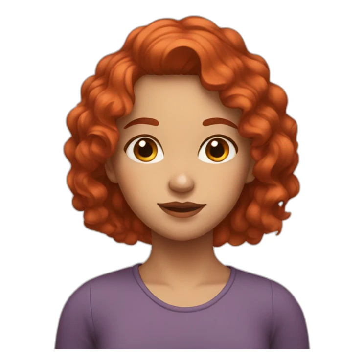 A girl with short, wavy red hair, brown eyes sticker