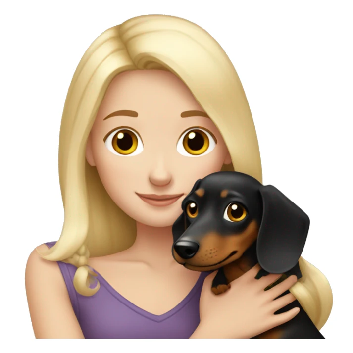 White girl blonde hair hugging dachshund sticker