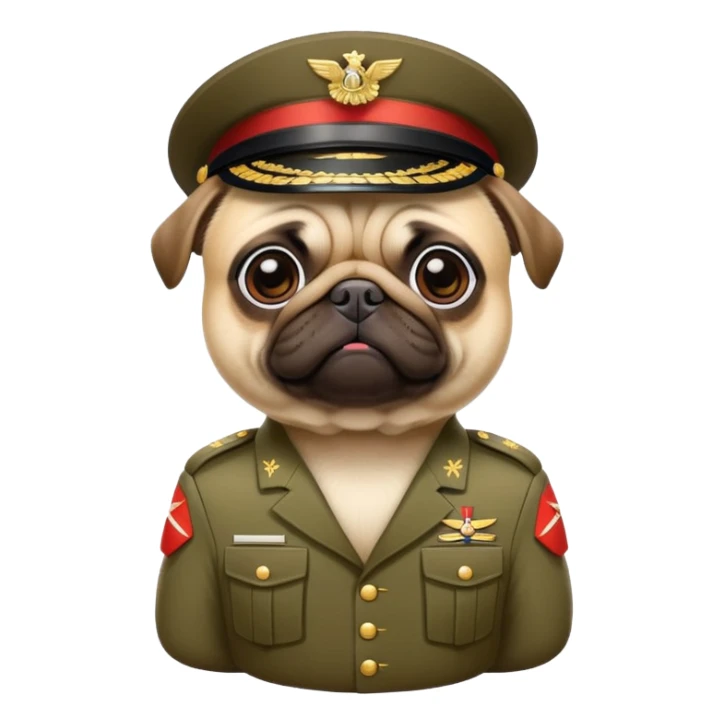 pug in military outfit as a soldier   sticker