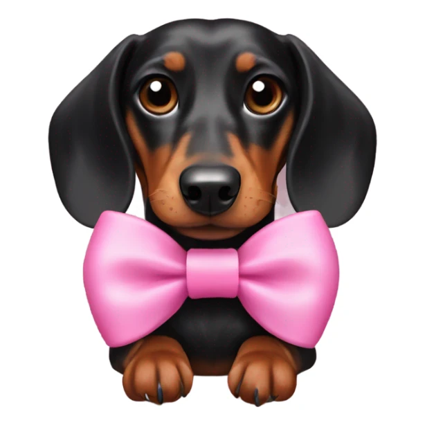 Black and brown dachshund wearing a pink bow on it’s head  sticker