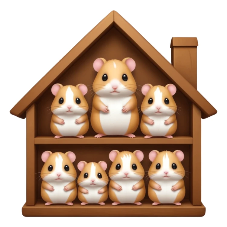 Mommy hamster and 5 baby hamsters in house sticker