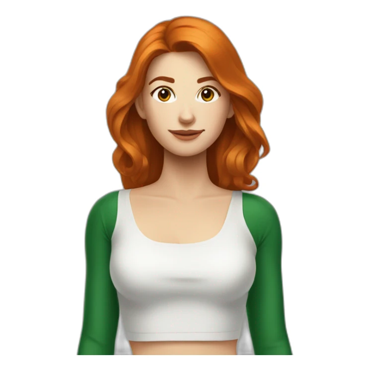 Rousse foncé avec un crop top vert sticker