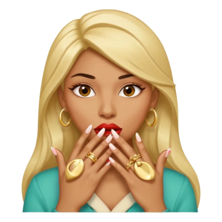 Big lips long nails bestie circle head biting her 1 nail sticker