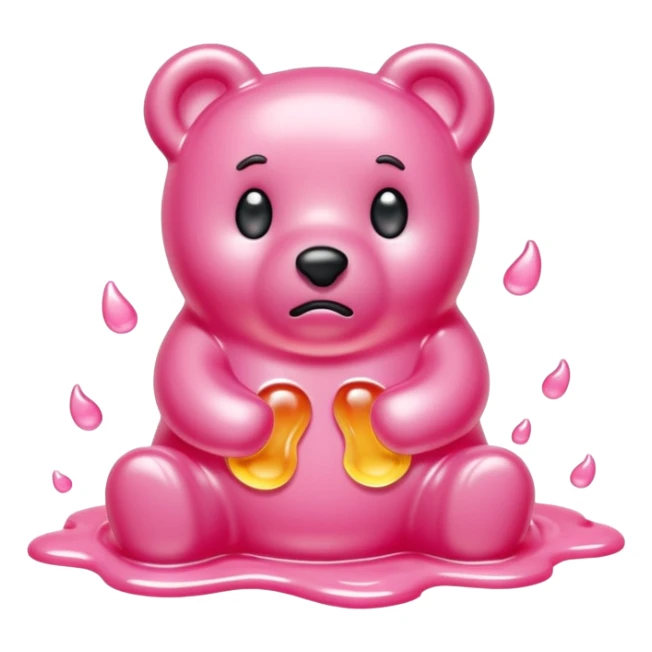 Sad light pink Gummy bear melting into ground sticker