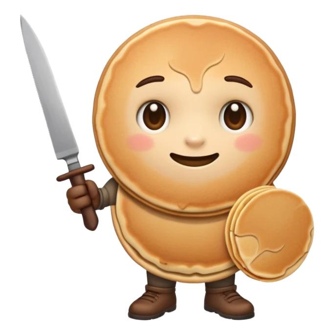 Assiette avec un pancake qui tiens un couteau dans une main sticker