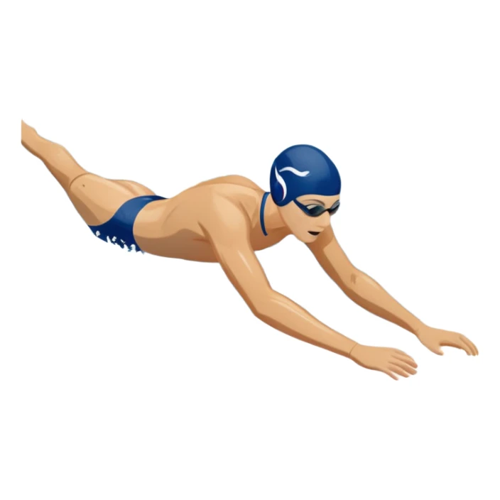 An icon featuring a swimmer in mid-stroke, cutting through the water with a strong, fluid motion. The design includes ripples around the swimmer’s body and a pool lane line in the background, symbolizing speed and technique in swimming. Transparent background highlights the grace sticker