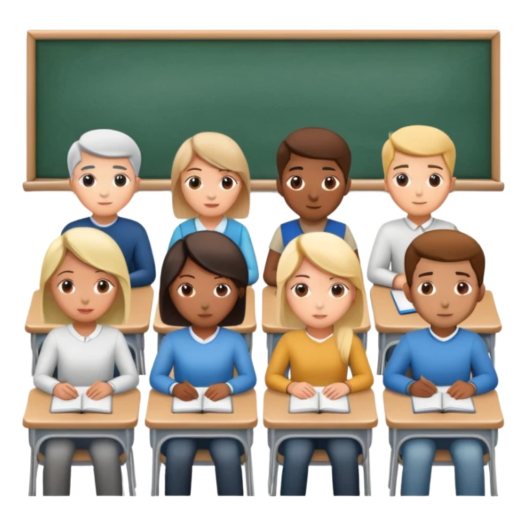 adults sitting in a classroom facing backwards sticker