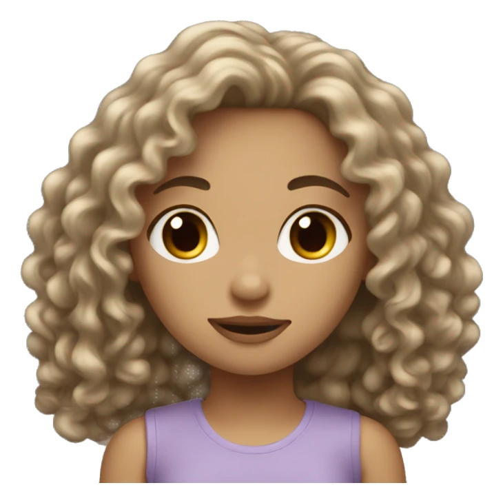 girl with long curly hair and light skin ￼ sticker