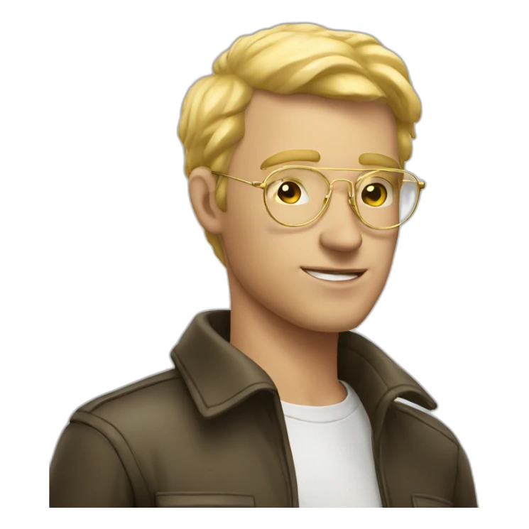 blonde white man with golden aviator glasses smoking cigarette sticker