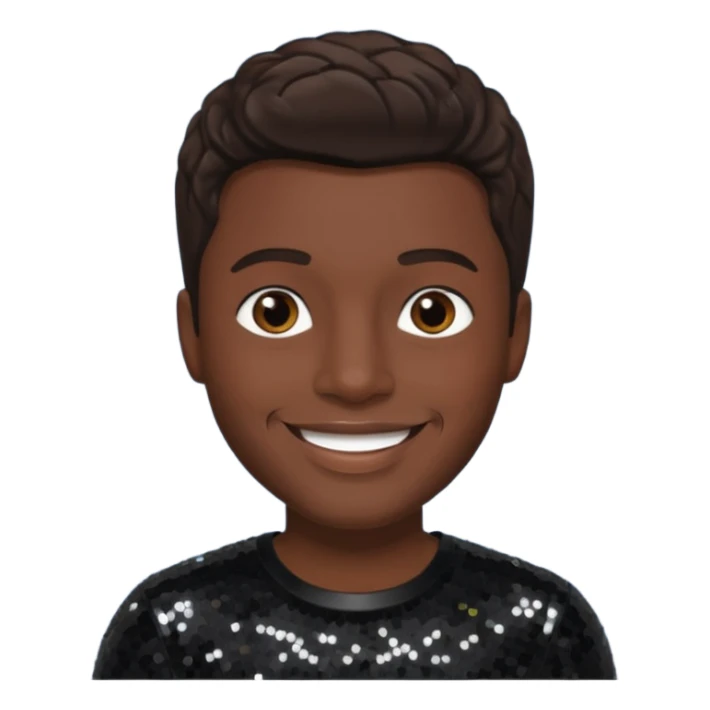Nathan Morris from Boyz II Men with dark brown hair, black sequin outfit sticker