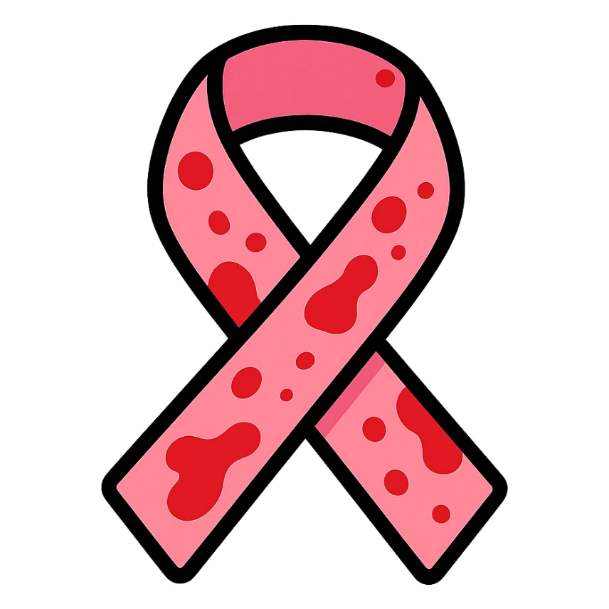 pink ribbon with blood stains sticker