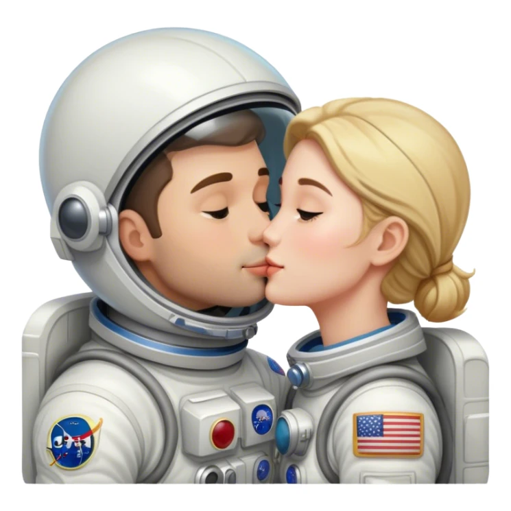 Male & female astronaut kissing sticker