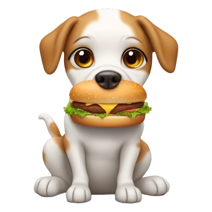 pregnant dog eating burger  sticker