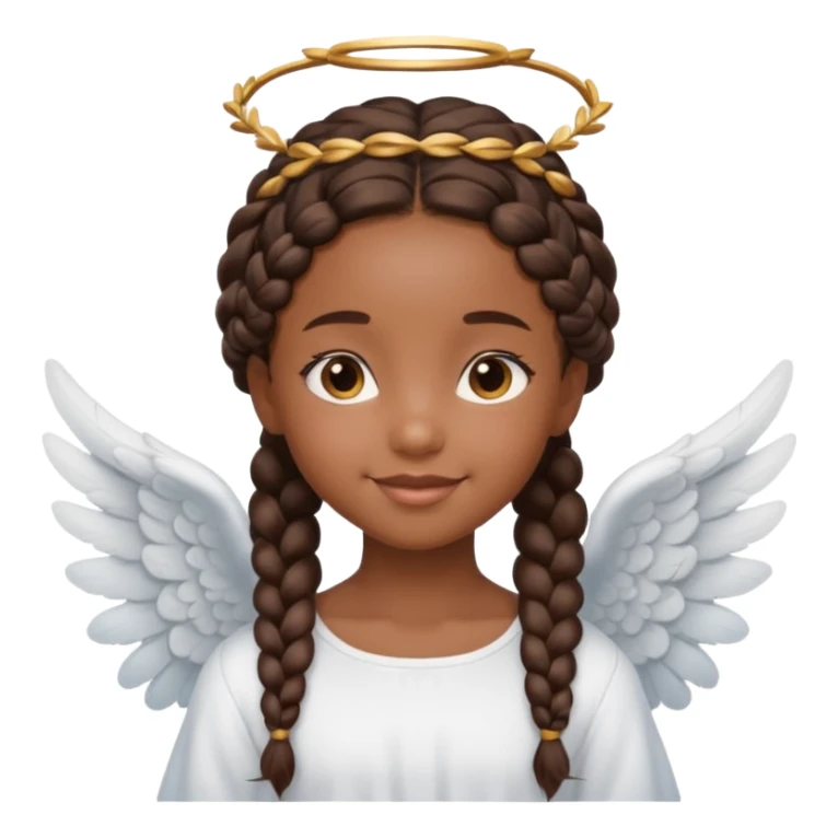 black Cute Girl with Angel Wings and braided hair sticker