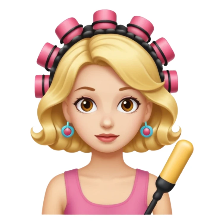 girl with hair roller sticker