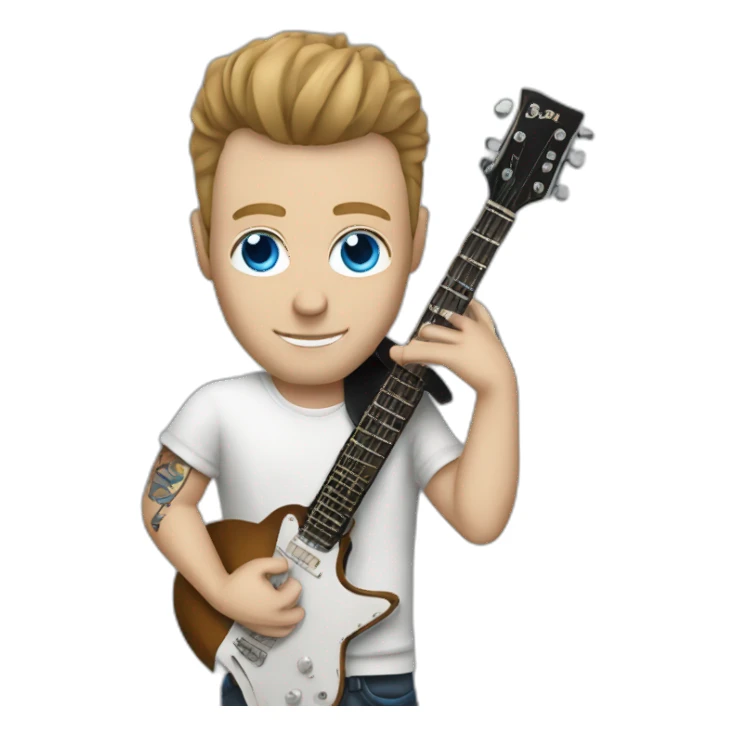 rock star white man with a guitar and blue eyes and tattoos sticker