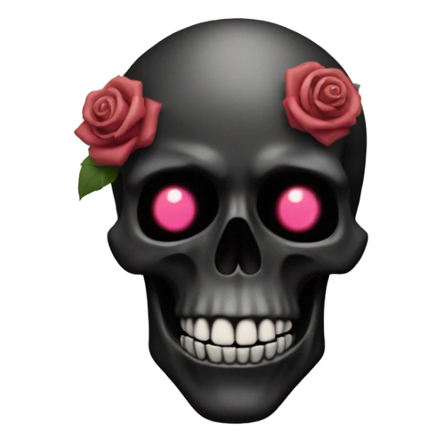 skull black with rose  in mouth sticker