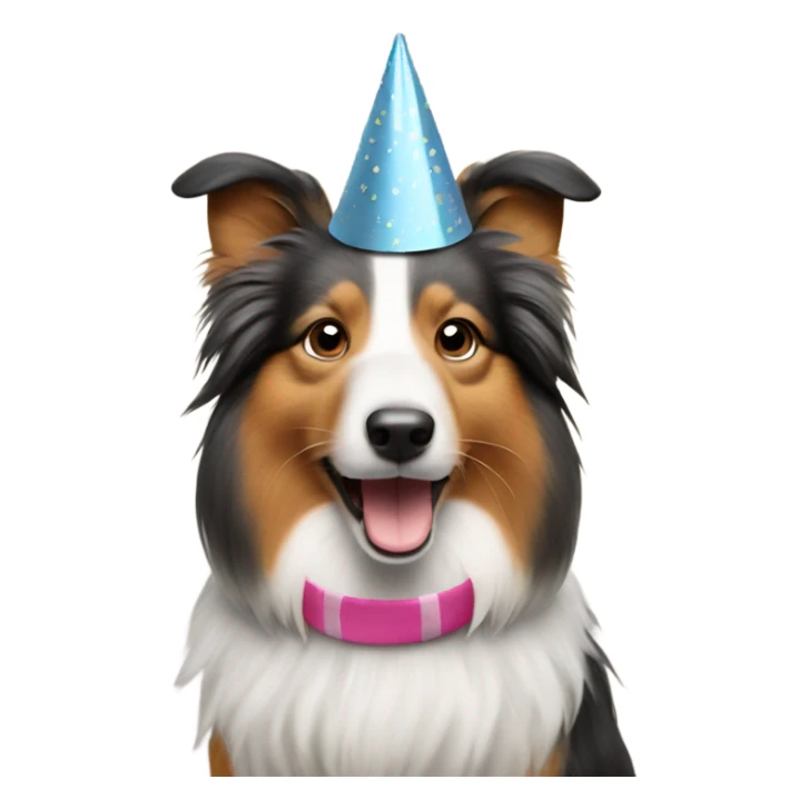 Shetland sheepdog wearing a party hat  sticker