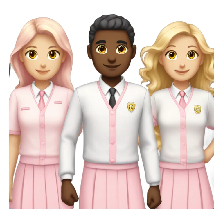 white and pastel pink school uniforms, just the clothes  sticker