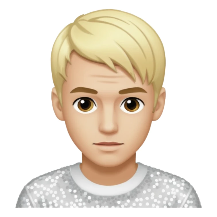 Aaron Carter with light skin, blonde hair, white sequin outfit sticker