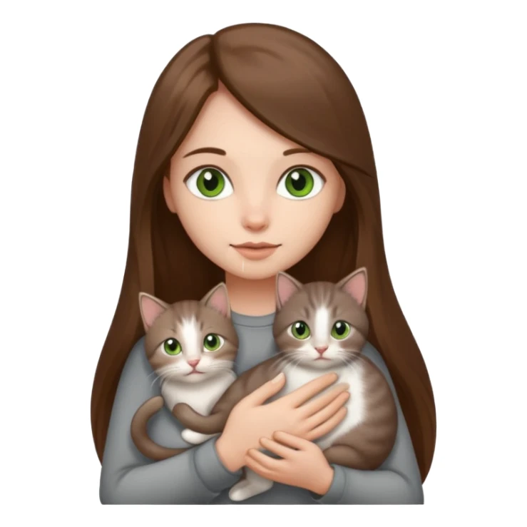 make it with greener eyes and straight long hair with grey kitten sticker